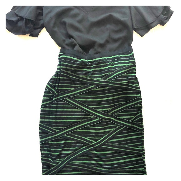 Black & Green Pencil Skirt - Picture 1 of 3